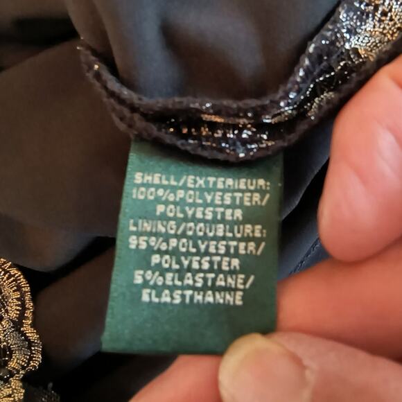 Lauren Ralph Lauren Cocktail Dress Women's Size 12 Black Silver Metallic Lace - Picture 13 of 16